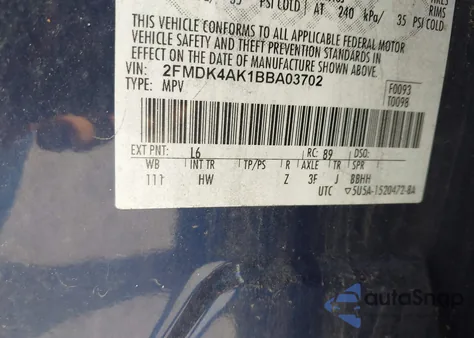 2011 Ford Edge Sport из США, поврежденный, VIN 2FMDK4AK1BBA03702